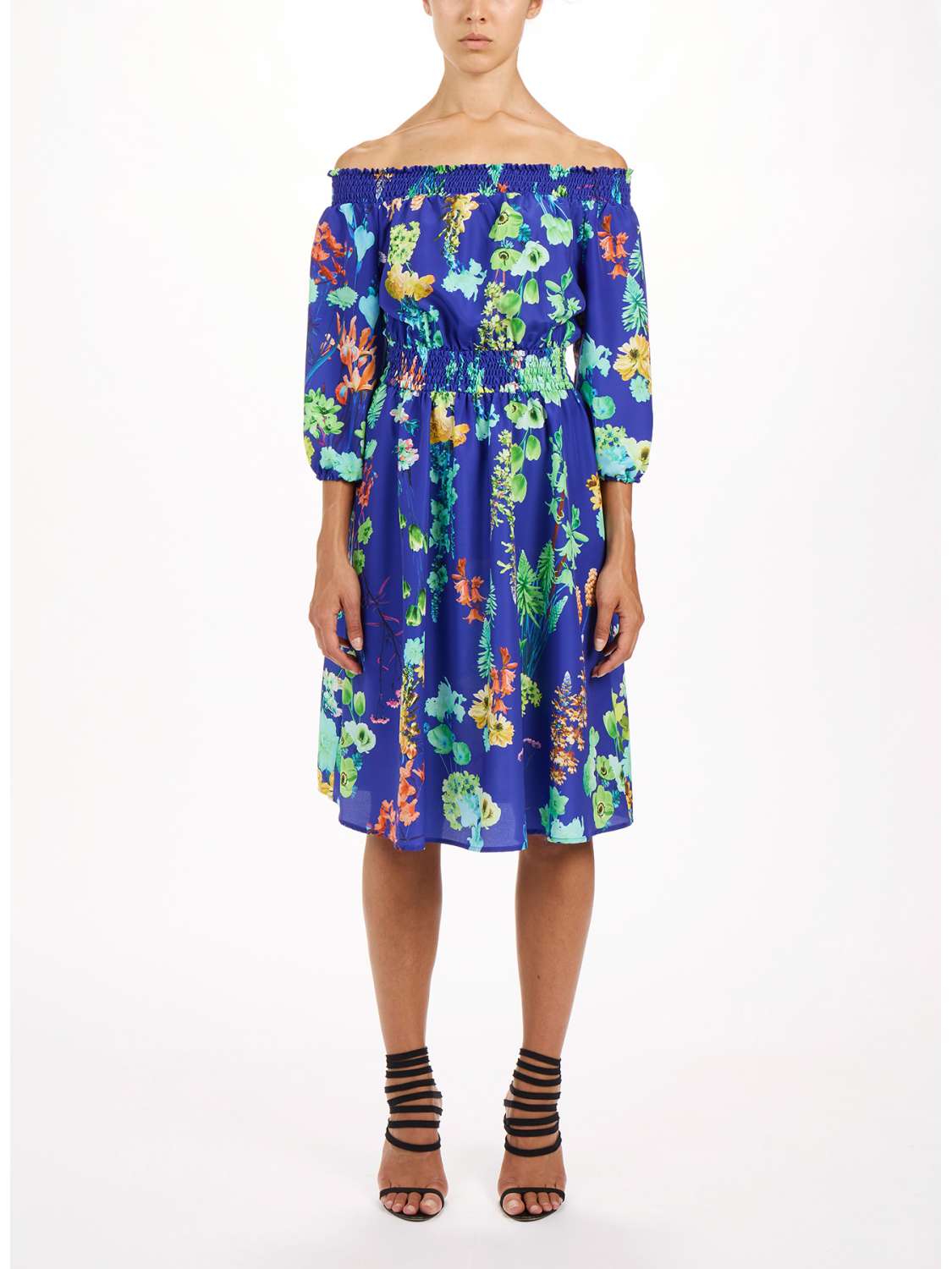 Bright blue dress with...