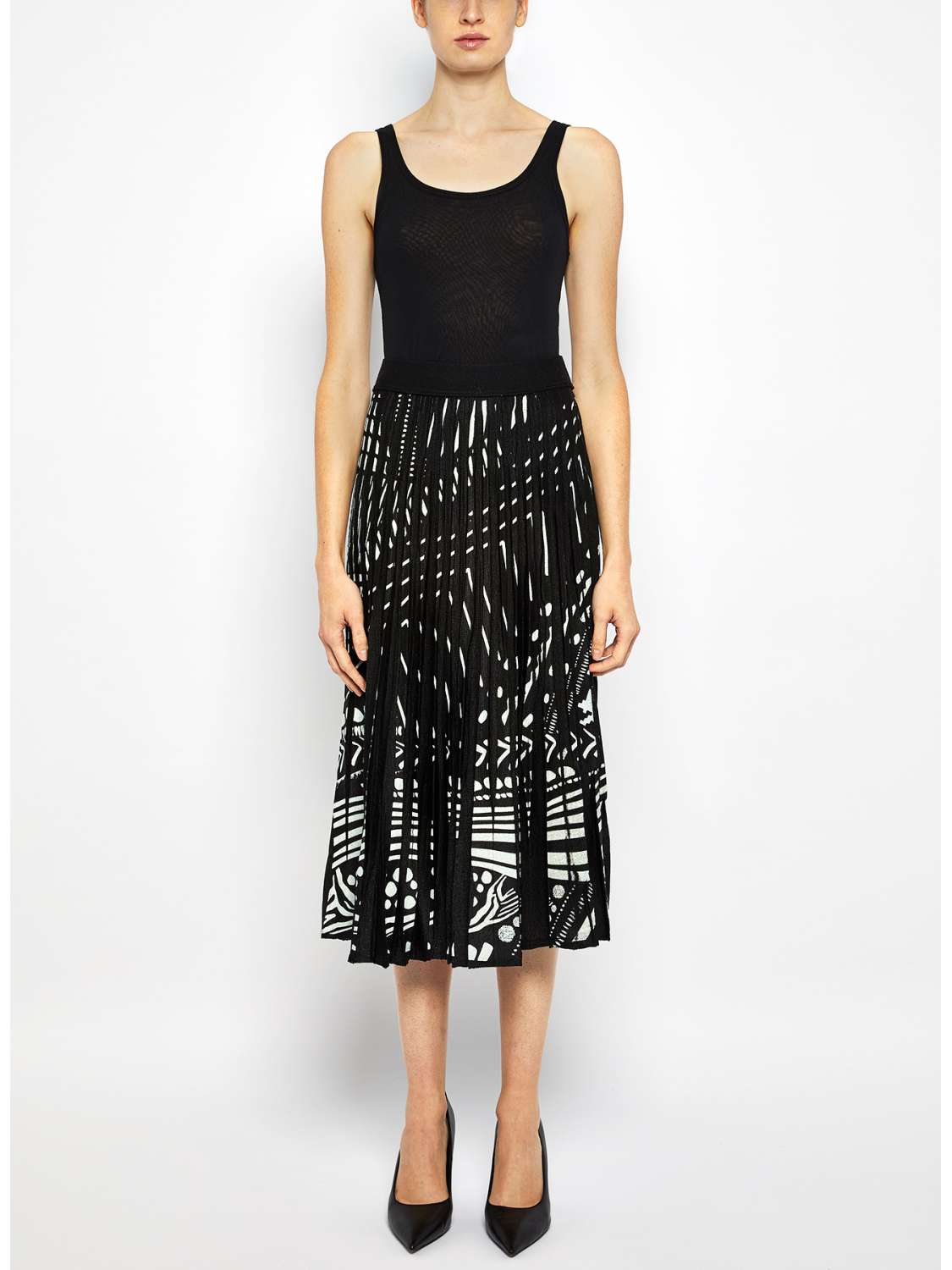 Wool blend pleated skirt