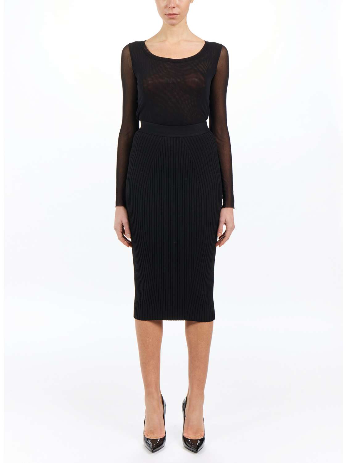 Wool midi skirt