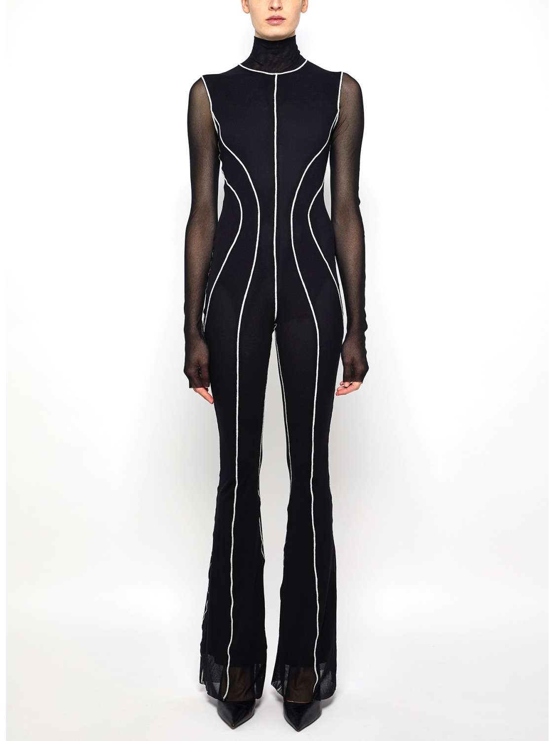 Tulle turtleneck jumpsuit